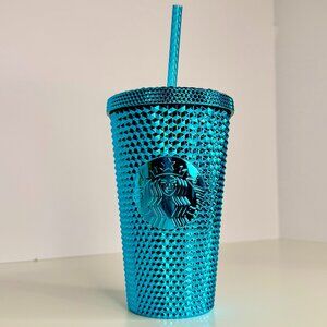 Starbucks Summer 2023 Blue Chrome Teal Studded‎ 16oz Venti Cold Cup Tumbler